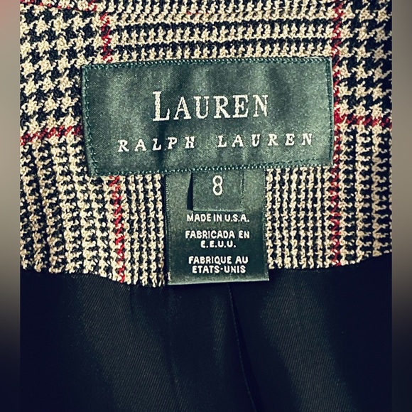 Vintage Ralph Lauren Plaid Blazer Jacket Size 8 Designer 80s 90s retro black red - Picture 13 of 13